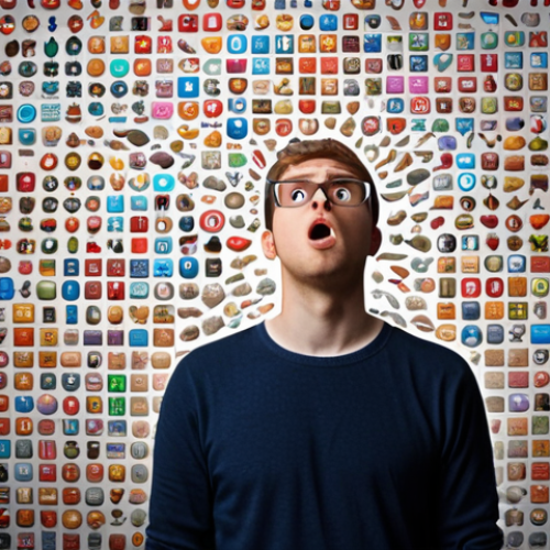 Home 4 Overwhelmed by Digital Tools:** A person standing in front of a massive wall filled with icons of different apps and software. They look confused and stressed, with question marks floating around their head. The scene should feel like a crowded marketplace, chaotic and overwhelming.
2. **Prompt for