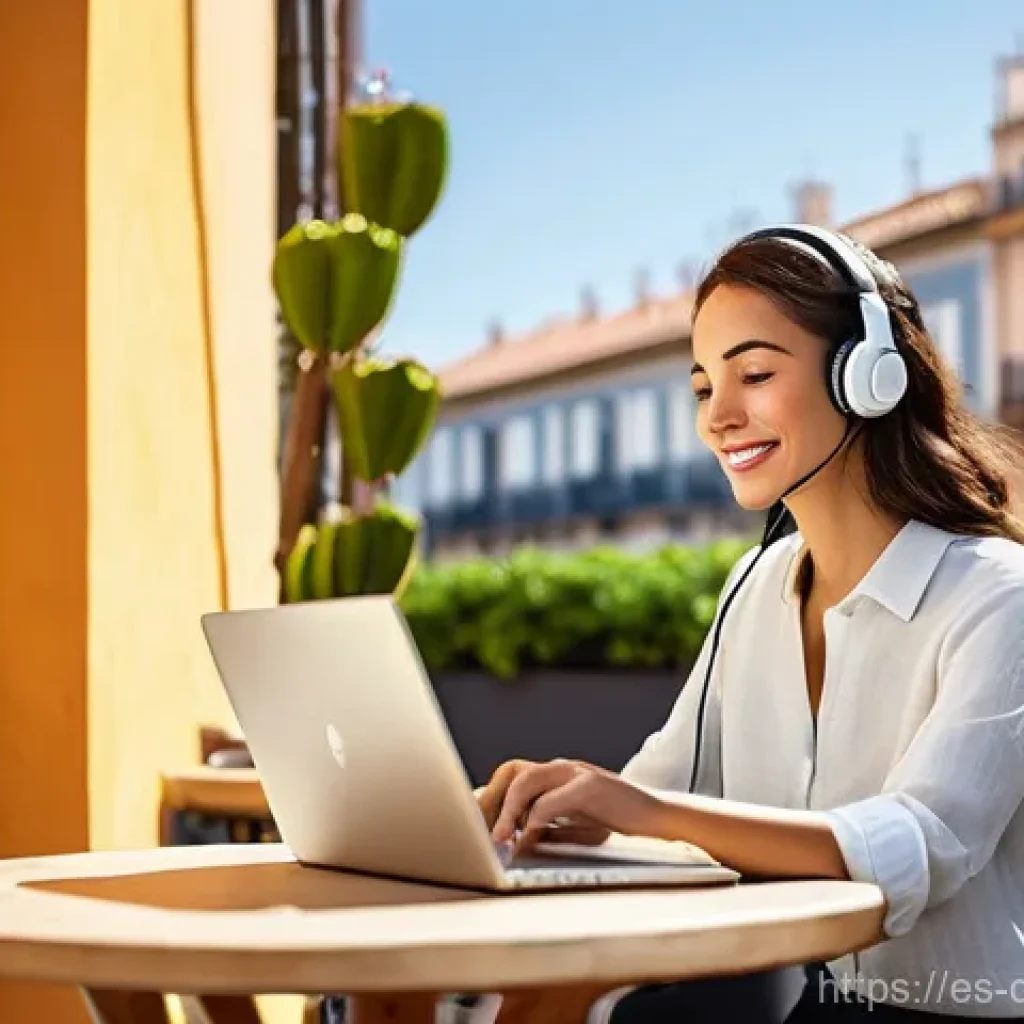 생산성 도구의 유연한 적용 사례 - **Prompt 1: Flexible Productivity in a Spanish Café**
"A young professional, casually dressed in...