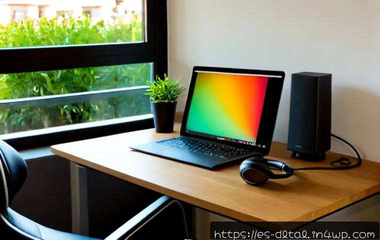 효과적인 업무 환경 조성을 위한 디지털 도구 - Photorealistic modern home office in Madrid, Spain, organized wooden desk with a laptop showing only...